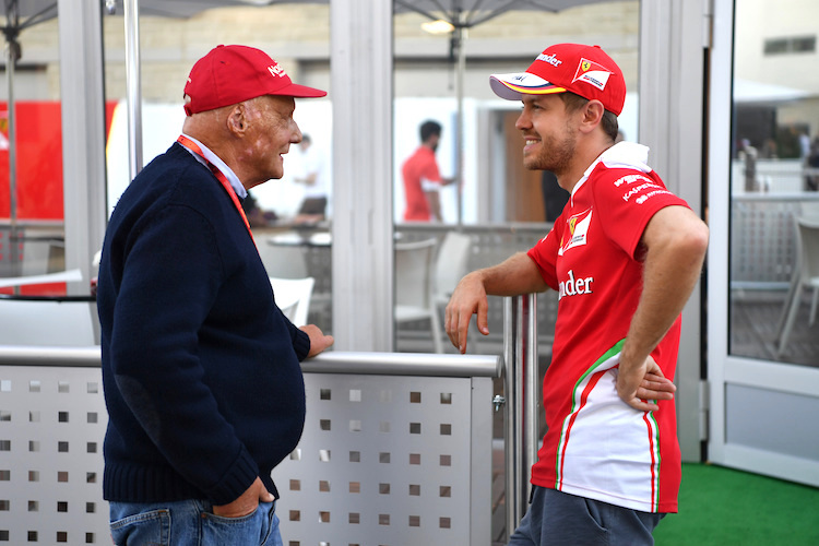 Niki Lauda mit Sebastian Vettel