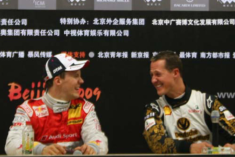 Sieger Mattias Ekström und Finalist Michael Schumacher