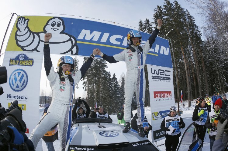 Die Schweden-Sieger Sebastien Ogier (re.) und Julien Ingrassia