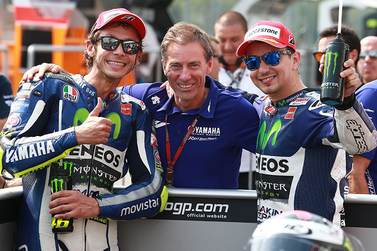 Valentino Rossi, Lin Jarvis und Jorge Lorenzo