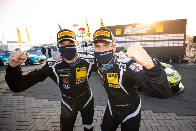 Sie sind die Champions des ADAC GT Masters 2020: Christian Engelhart (li.) und Michael Ammermüller