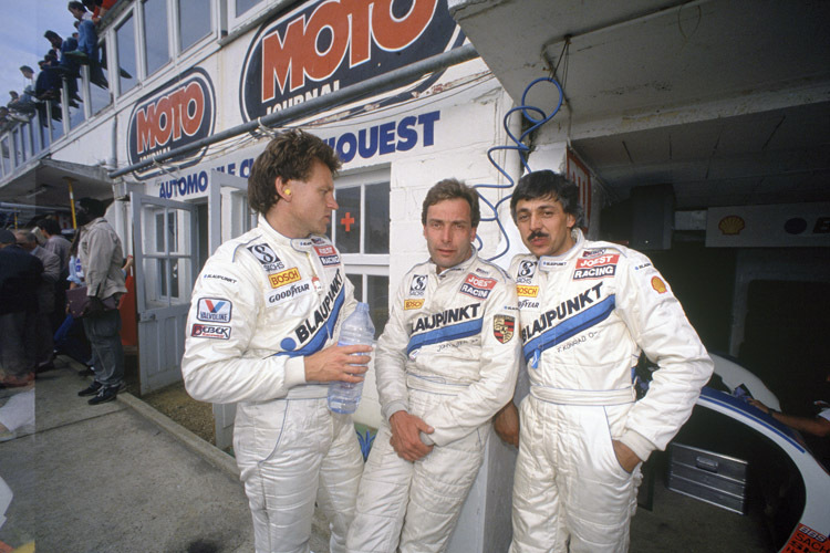 Le Mans 1988: John Winter zwischen Stanley Dickens (li) und Franz Konrad