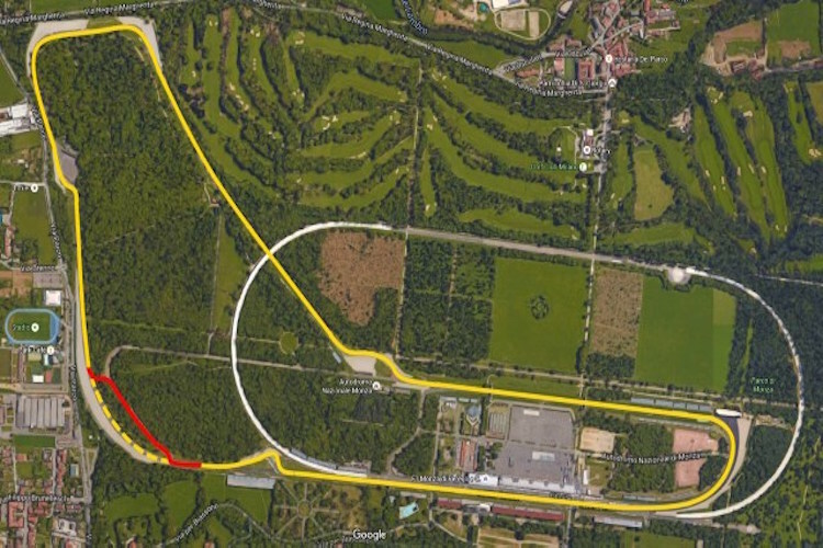 Das Pisten-Layout von Monza aus der Vogelperspektive