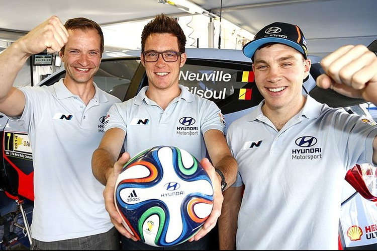 Hyundai-Werkspilot Thierry Neuville (Mitte) traut seinen belgischen Landsleuten in Brasilien viel zu 