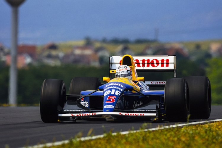 Nigel Mansell 1992 auf dem Hungaroring mit dem Williams FW14B