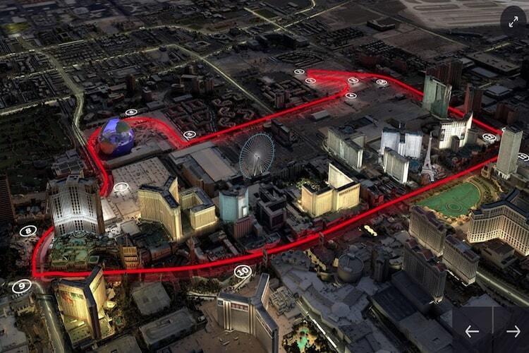 Die Bahn umschliesst eine zwei Kilometer lange Vollgas-Passage auf dem Las Vegas Strip