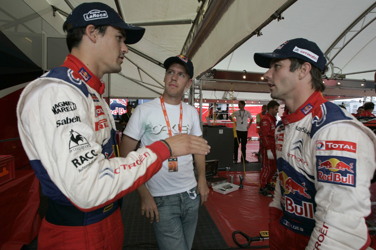 Sebastian Vettel mit Daniel Sordo und Sébastien Loeb