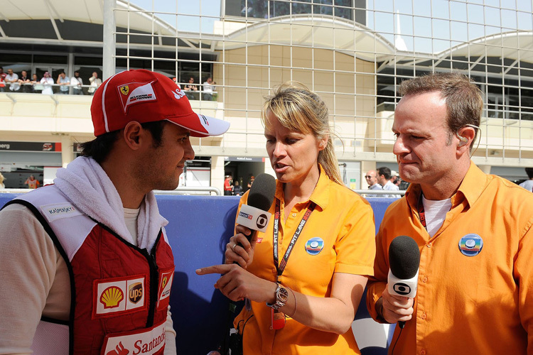 Rubens Barrichello (rechts) im Interview mit Felipe Massa