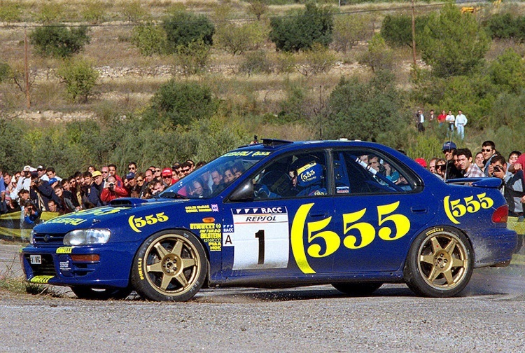 Colin McRae im Impreza 555 in Spanien 1996
