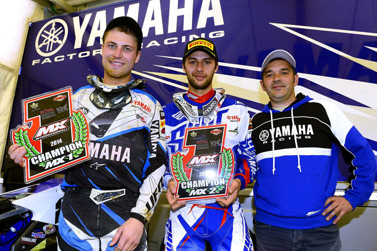 Erfolgreiche Saisonvorbereitung in Italien für Yamaha: MX1-Titel an Jeremy van Horebeek (li.), MX2-Krone für Christophe Charlier