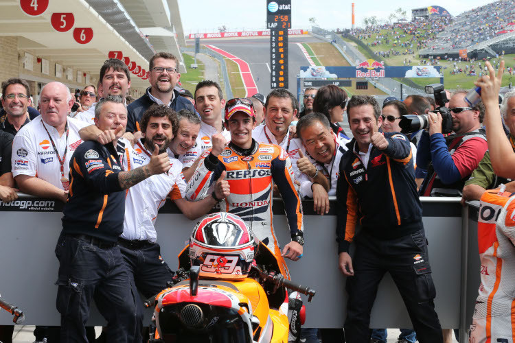 Austin 2013: Jubel über den ersten MotoGP-Sieg von Marc Márquez