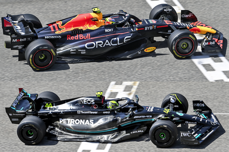 Das Seitenwagenkonzept von Red Bull Racing und von Mercedes