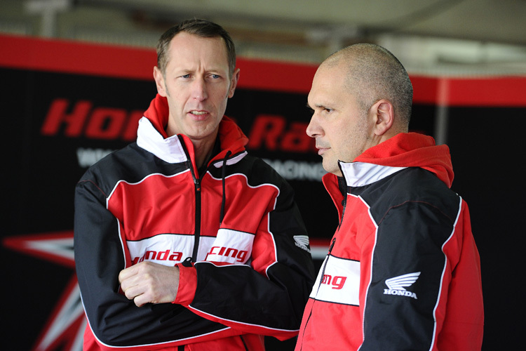 Pieter Breddels (li.) von Ten Kate Racing mit Honda-Manager Marco Chini