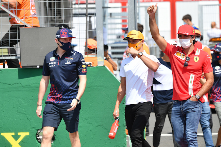 Max Verstappen, Lando Norris und Carlos Sainz