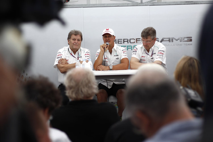Norbert Haug, Michael Schumacher und Ross Brawn