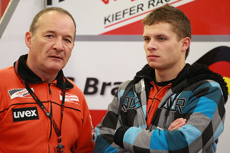 Stefan und Papa Helmut 2010 in der ersten Moto2-Saison mit Suter bei Kiefer Racing
