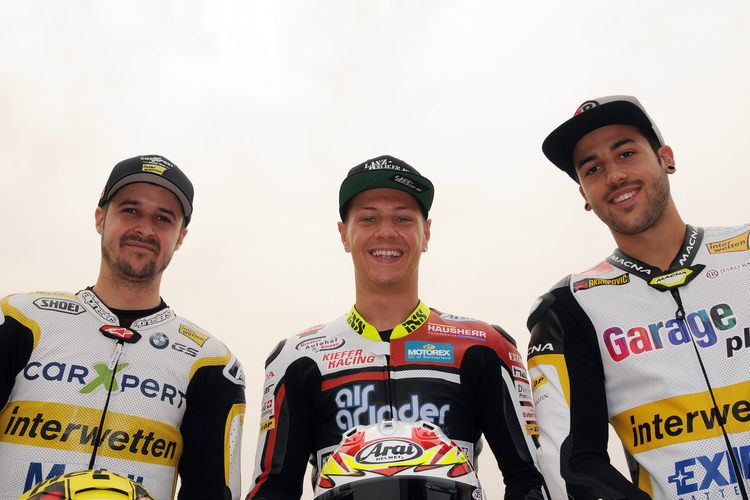 Die aktuellen GP-Piloten aus der Schweiz: Tom Lüthi, Dominique Aegerter und Jesko Raffin