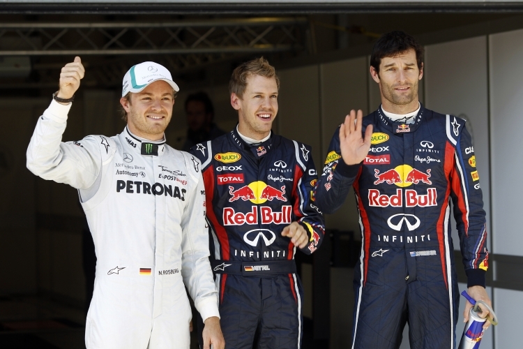 Die schnellsten 3: Nico Rosberg, Sebastian Vettel und Mark Webber