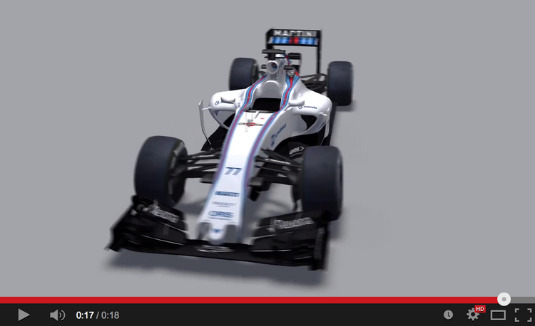 Von allen Seiten zu sehen: Der Williams FW37 im 3D-Animationsvideo von YouTube