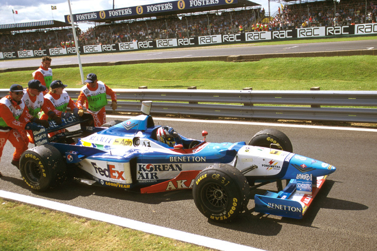 Wurz mit seinem Benetton in Silverstone 1997