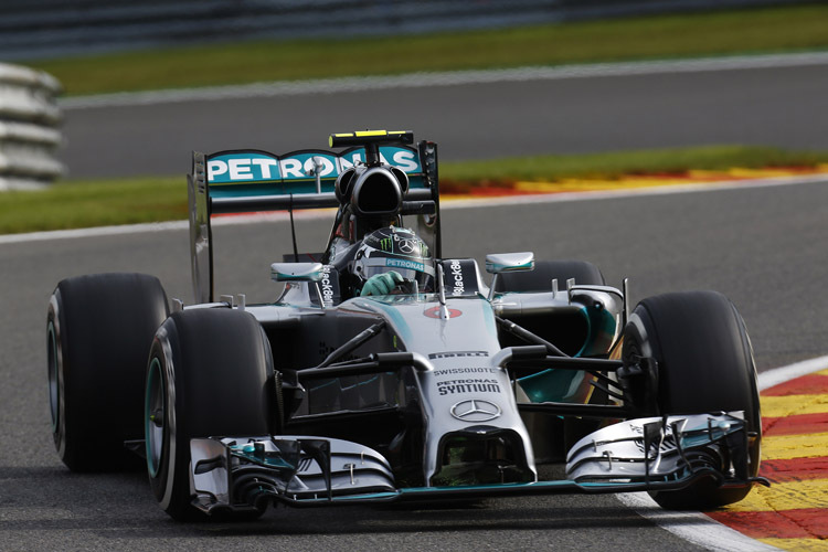 WM-Leader Nico Rosberg fuhr im Silberpfeil mit 1:51,577 min die schnellste Runde auf dem Circuit de Spa-Francorchamps