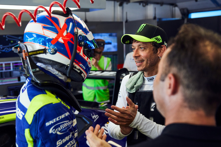 Avec Maxime Martin (à gauche), Valentino Rossi terminera une longue saison au volant de la voiture BMW GT3