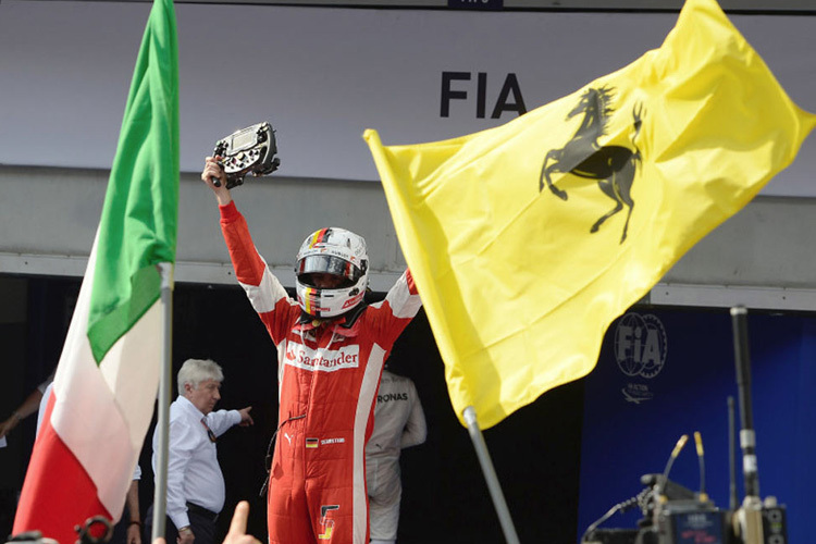 Sebastian Vettel nach seinem ersten Sieg für Ferrari