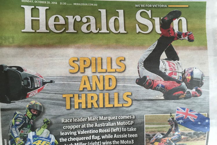 Stefan Bradl: Am Montag auf der Titelseite des «Herald Sun»
