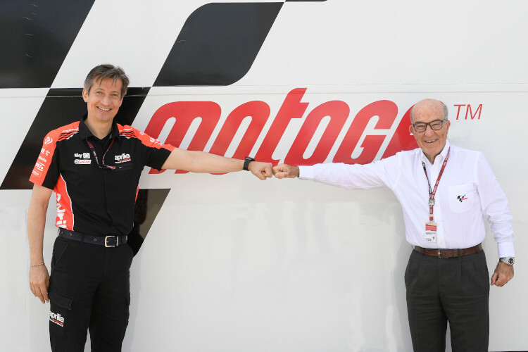 Aprilia Racing-CEO Massimo Rivola und Dorna-Chef Carmelo Ezpeleta