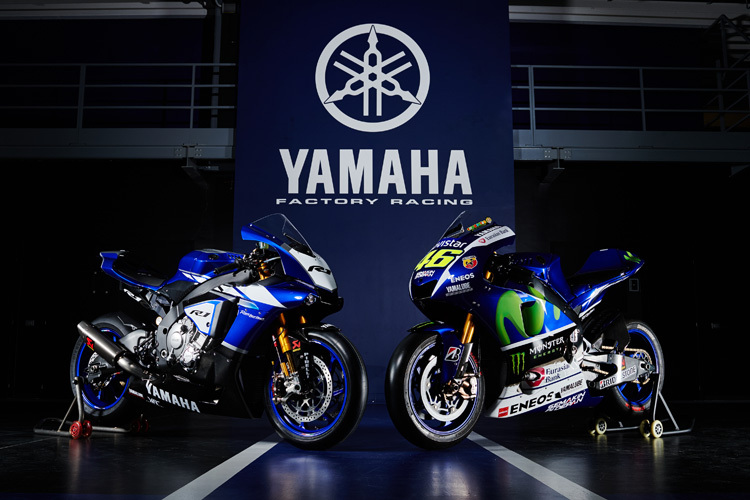 Die neue Yamaha YZF-R1 (links) ist vom MotoGP-Bike M1 abgeleitet
