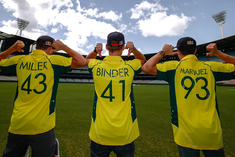 Jack Miller, Brad Binder und Marc Márquez auf dem «Melbourne Cricket Ground»