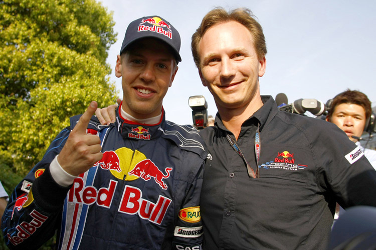 Sebastian Vettel mit Teamchef Christian Horner