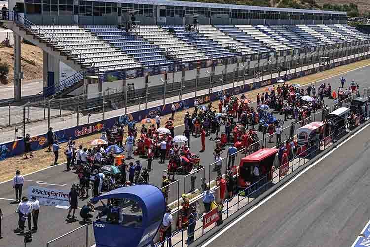 Der MotoGP-Startplatz in Jerez: Viel weniger Rummel als üblich und keine Adabeis