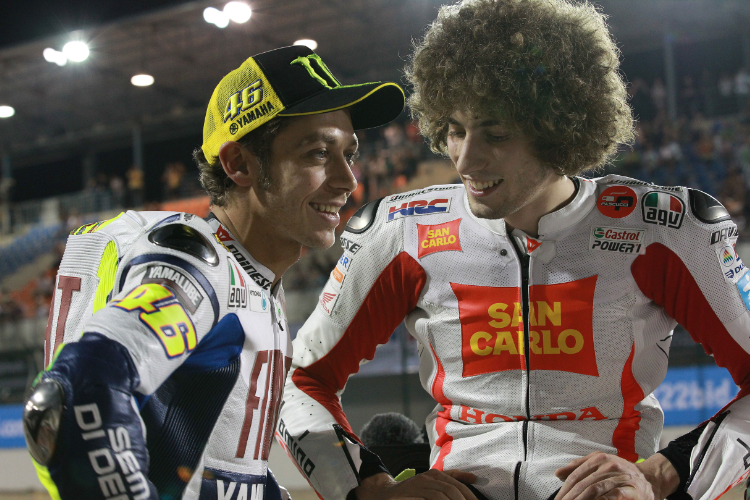 Ein Bild von 2010: Valentino Rossi (li.) mit Marco Simoncelli