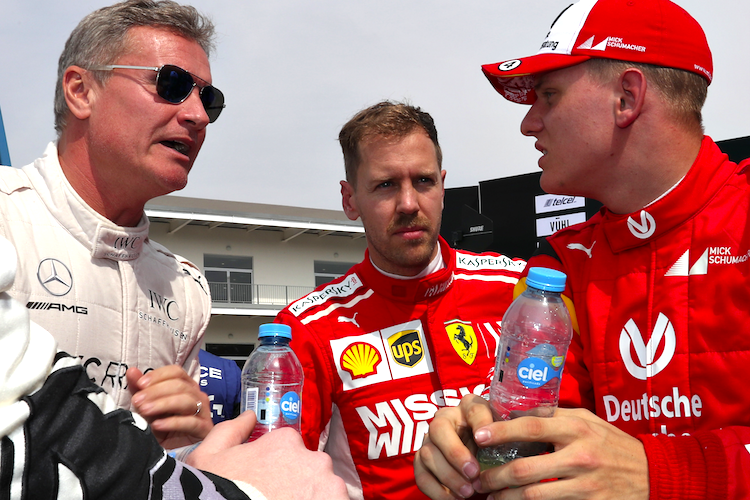 David Coulthard beim Race of Champions 2019 mit Sebastian Vettel und Mick Schumacher