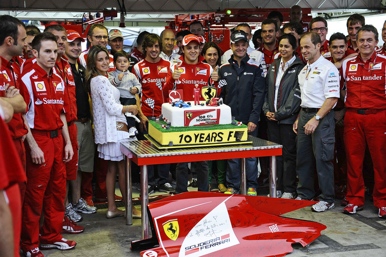 Felipe Massa feiert seinen 100 GP für Ferrari 