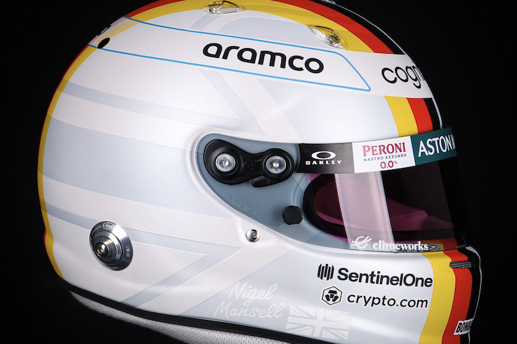 Der besondere Helm von Vettel hier in England mit Mansell-Design