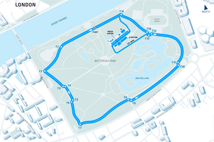 Architekt Simon Gibbons erarbeitete zusammen mit dem Team, das für das Rennen in England verantwortlich ist, im Battersea Park an der Themse eine 2,92 km lange Strecke mit 15 Kurven
