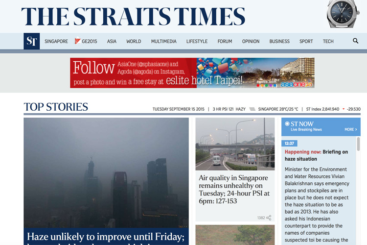 Das Online-Portal der Singapurer «Straits Times» berichtet ständig über die Situation