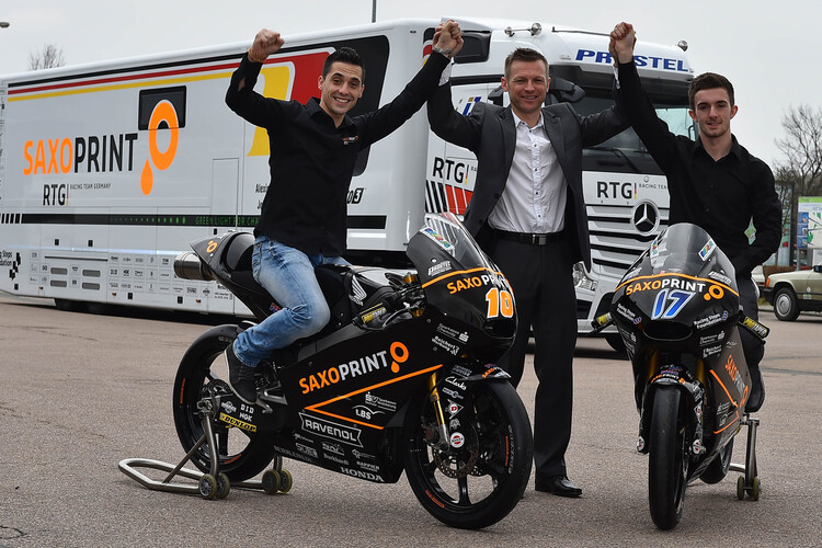 SaxoPrint Racing-Team Germany: Katar-Sieger Alexis Masbou, Teamchef Dirk Heidolf, John McPhee