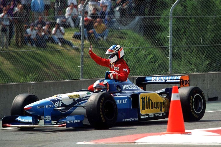 Auf der Auslaufrunde blieb der Ferrari stehen, Michael Schumacher spielte Taxifahrer