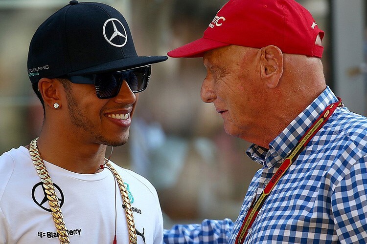 Niki Lauda mit Lewis Hamilton