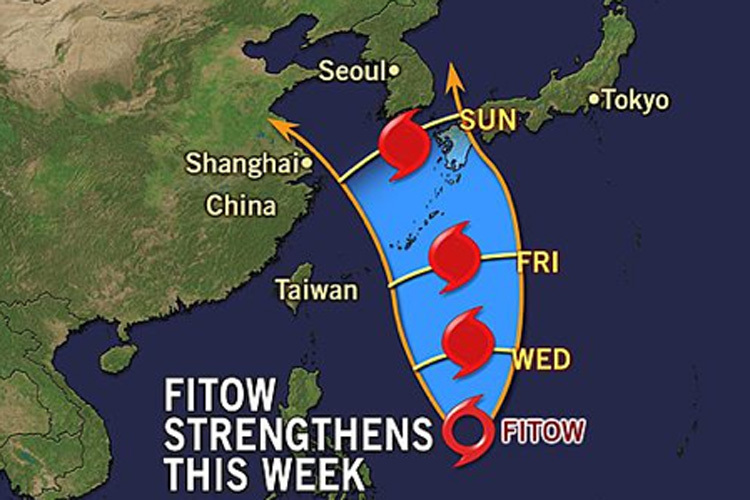 Die Bahn des Taifuns Fitow