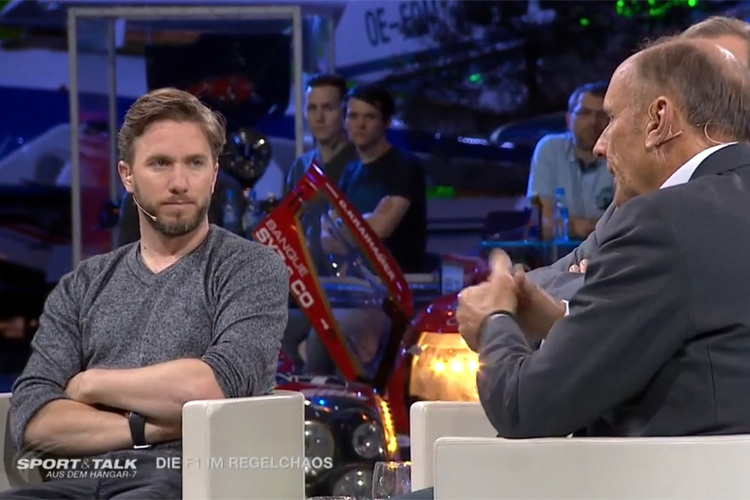 Nick Heidfeld und Hans-Joachim Stuck bei «Sport und Talk im Hangar-7»