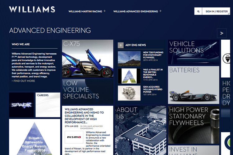 Ein Blick auf die Internetseite von Williams
