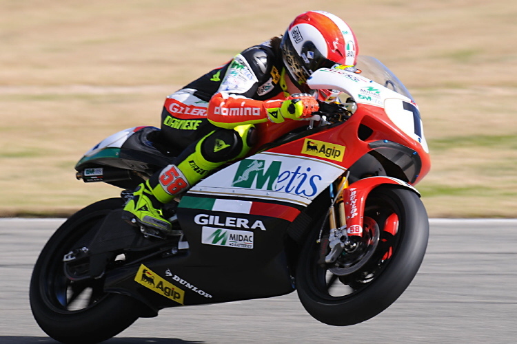 Marco Simoncelli auf der Gilera 250.