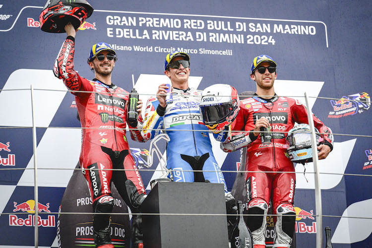 Bagnaia, Márquez, Bastianini