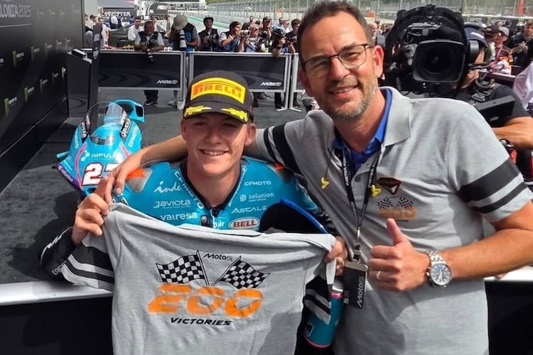 Feier 1 für Kalex und Alex Baumgärtel: Rookie Dani Holgado machte den 200. Moto2-Sieg klar