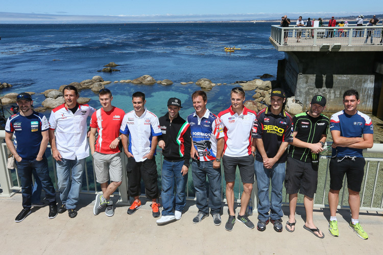 Die Stars der Superbike-WM vor dem Monterey Aquarium