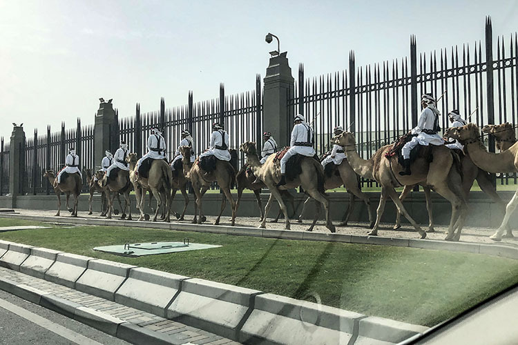 Die berittene Leibgarde vor dem Palast in Doha